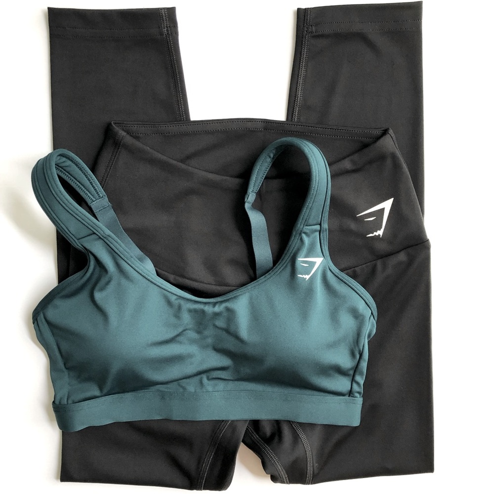 Gymshark S/XS Training 7/8 Leggings & Scoop Neck Sports Bra Set - Picture 1 of 9